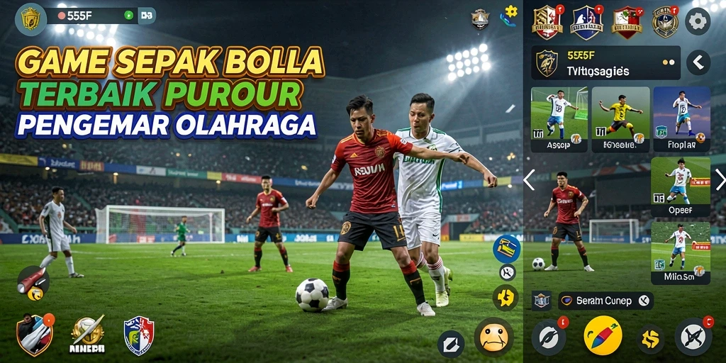 Tampilan gameplay mendebarkan dari 555F saat pertandingan sepak bola.