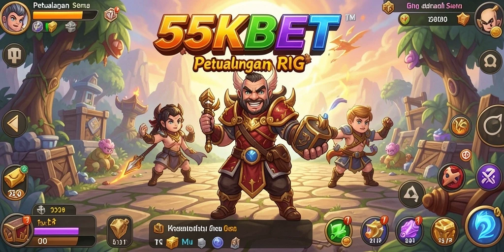 Screenshot utama 55KBET menampilkan aksi seru dalam pertarungan RPG.