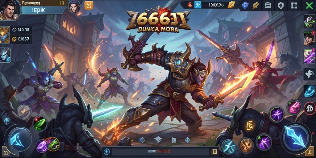 Tangkapan layar seru dari gameplay 666J yang menampilkan pertarungan MOBA.
