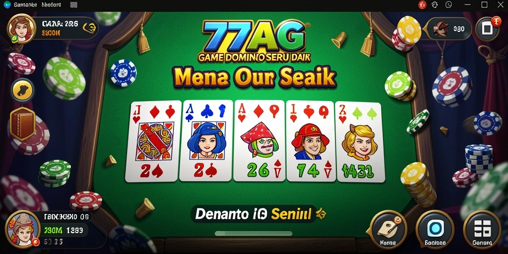 Screenshot utama menunjukkan serunya gameplay dalam permainan Domino.