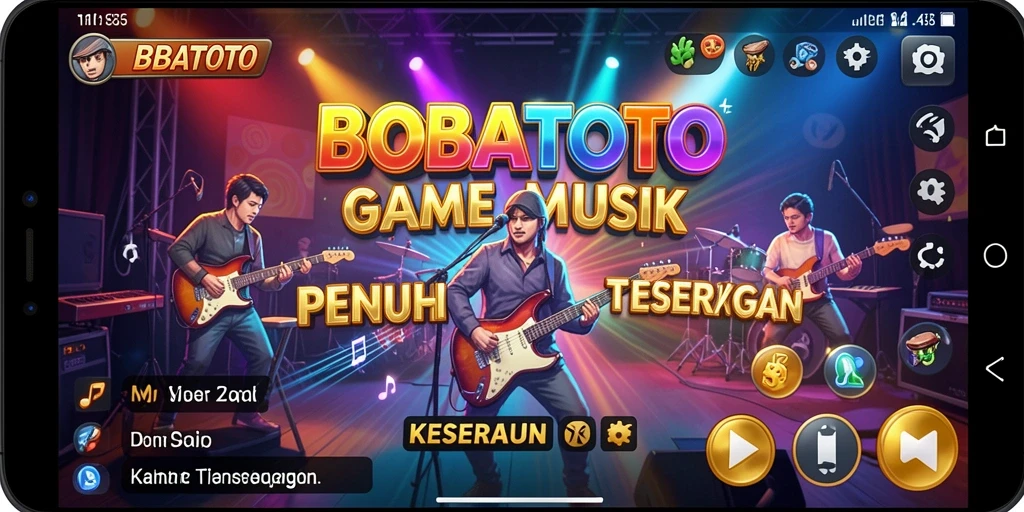 Tampilan gameplay BOBATOTO yang penuh warna dan dinamis saat bermain musik.