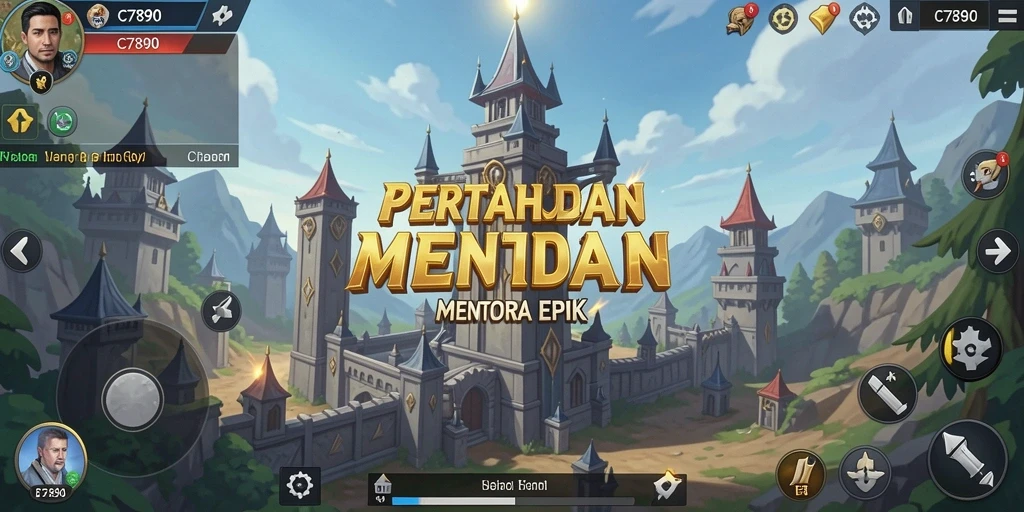 Tampilan gameplay C7890 yang menakjubkan dan menara pertahanan strategis.