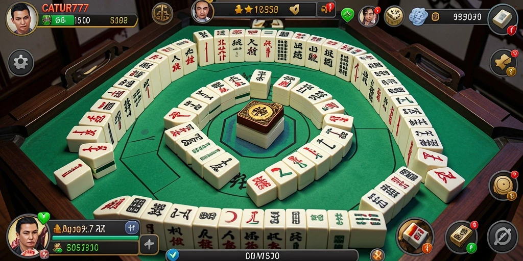 Tampilan gameplay seru dalam CATUR777 dengan ubin Mahjong yang menarik.