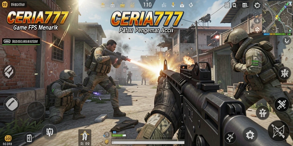 Gameplay mendebarkan dalam pertempuran FPS yang intens.