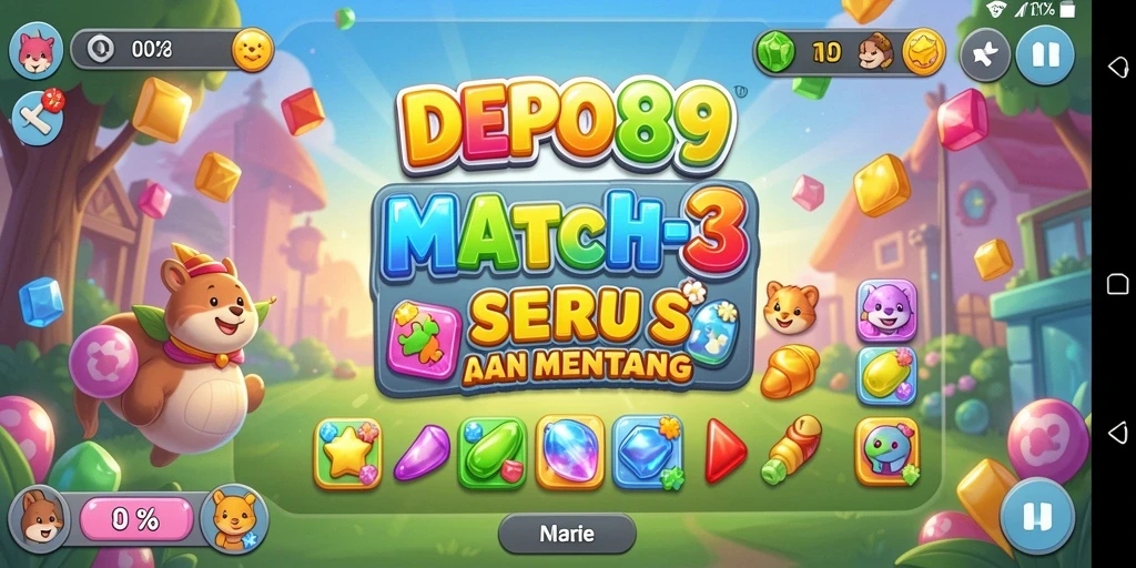 Tampilan gameplay DEPO89 yang penuh warna dan seru dalam mencocokkan objek.