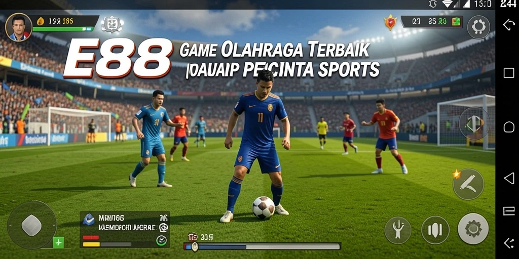 Tampilan permainan seru dalam E88 dengan aksi olahraga nyata.