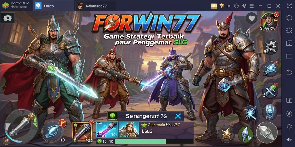 Tangkapan layar gameplay FORWIN77 yang menunjukkan pertempuran strategis yang seru.
