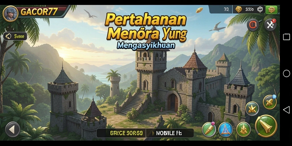 Tampilan gameplay GACOR77 yang seru dalam strategi Tower Defense.