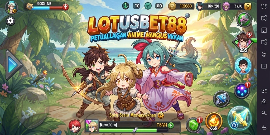 Tampilan permainan LOTUSBET88 yang menakjubkan dengan karakter Anime.