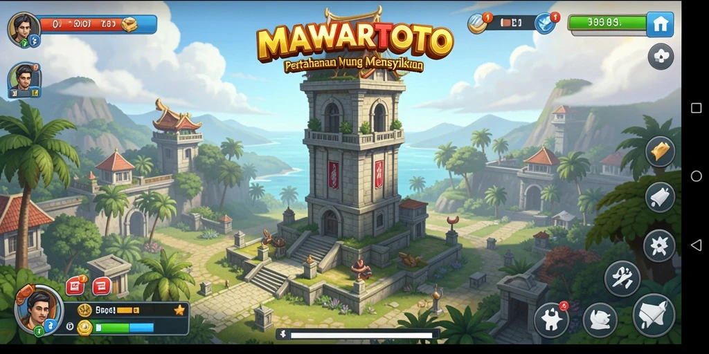 Tampilan gameplay menara pertahanan dalam MAWARTOTO yang seru.