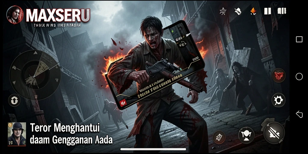 Tangkapan layar gameplay menampilkan suasana horor yang mencekam.