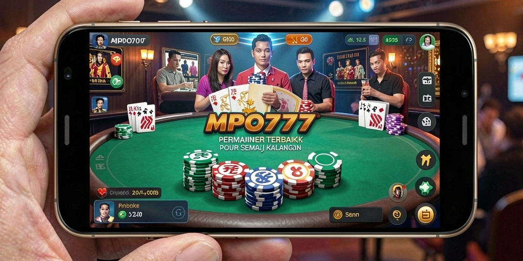 Screenshot gameplay menunjukkan aksi poker yang mendebarkan.
