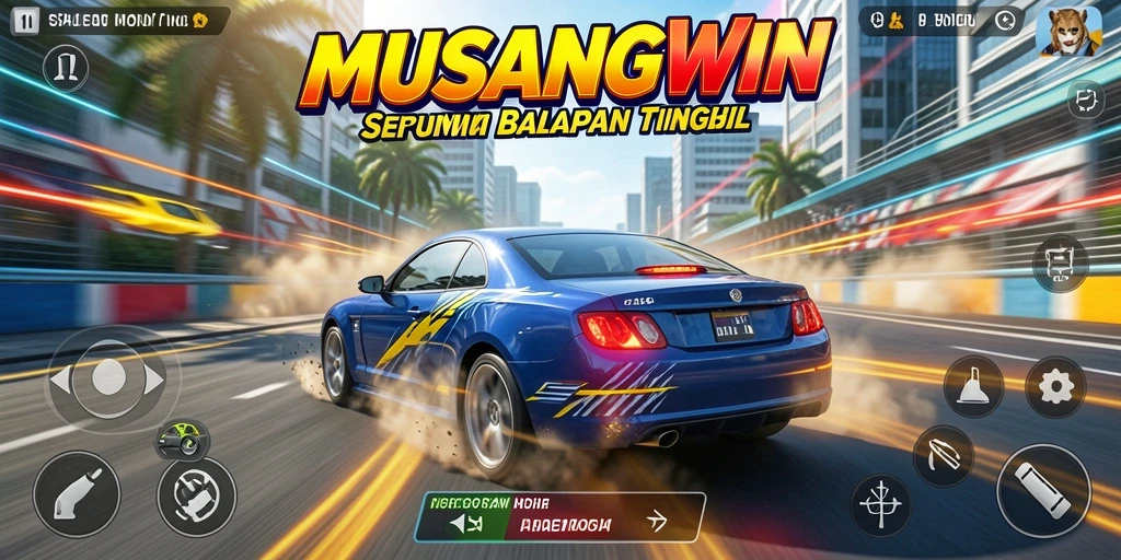 Gameplay seru balapan mobil di MUSANGWIN dengan kecepatan tinggi.