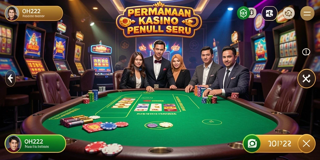Tangkapan layar gameplay OH222 yang menampilkan suasana kasino yang mendebarkan.