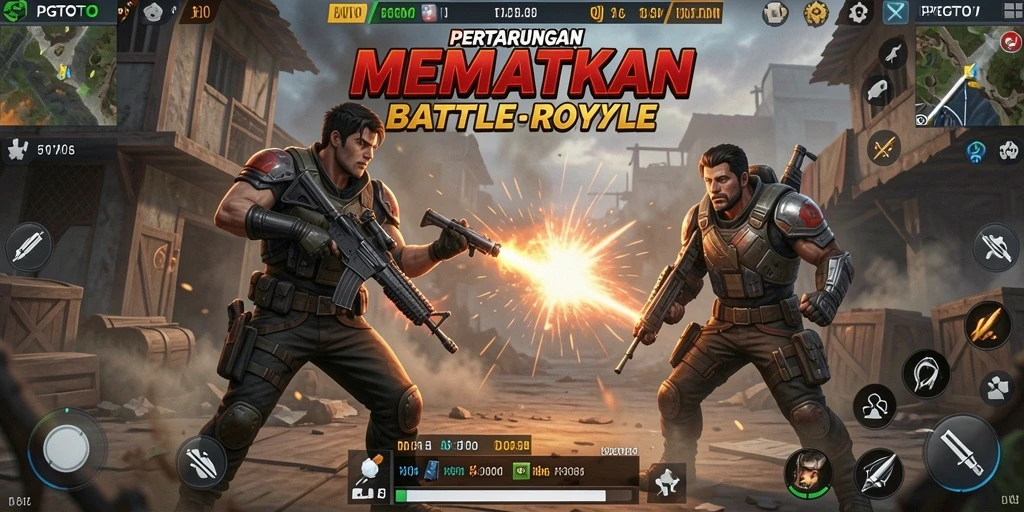 Tangkapan layar PGTOTO menampilkan aksi seru dalam pertempuran Battle Royale.