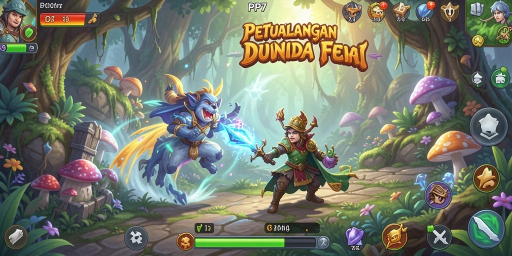 Tampilan gameplay PP7 dengan petualangan seru di dunia fantastis.