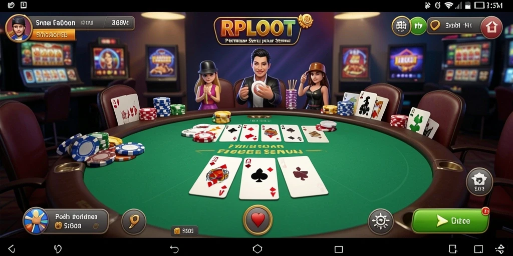Screenshot gameplay RPLOOT menampilkan pemain poker bersaing dengan antusias.