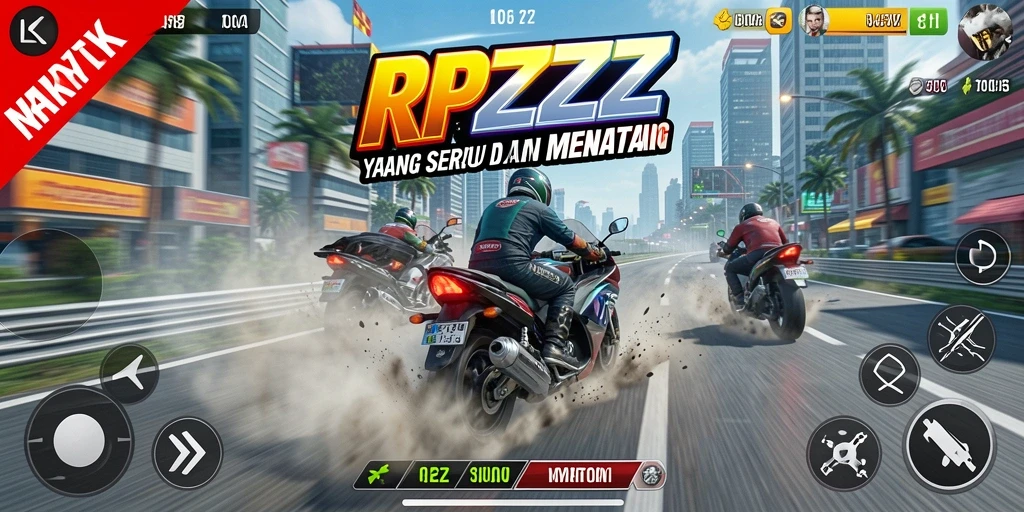 Tampilan seru dari balapan motor di RPZZZ dengan grafis yang memukau.