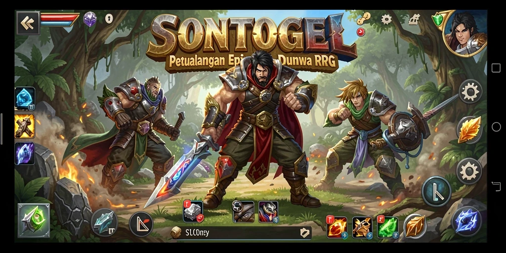 Tangkapan layar gameplay SONTOGEL menunjukkan pertarungan yang seru dan karakter yang menarik.