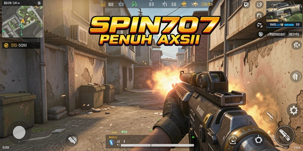Tangkapan layar utama SPIN707 menampilkan aksi menembak yang mendebarkan.