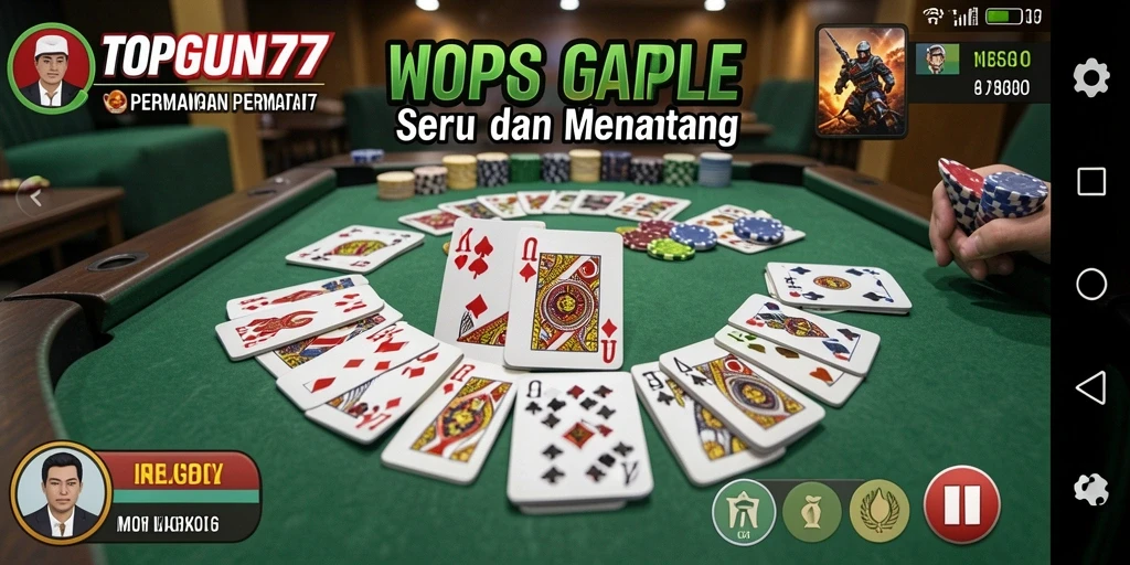 Gameplay seru Gaple di TOPGUN77 dengan tampilan menarik.