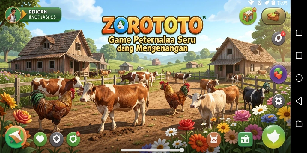 Gameplay seru dalam ZOROTOTO yang menampilkan pertanian yang menarik.